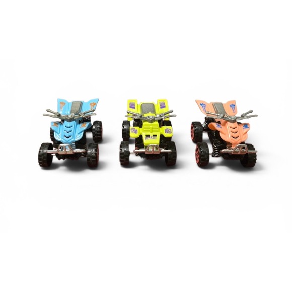 Other - New Set of 3 Pull Back ATV 4 Wheeler Toy Vehicles Blue Yellow Orange Kids Racers